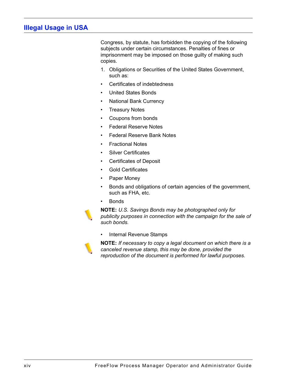 Illegal usage in usa | Xerox 701P47169 User Manual | Page 14 / 308