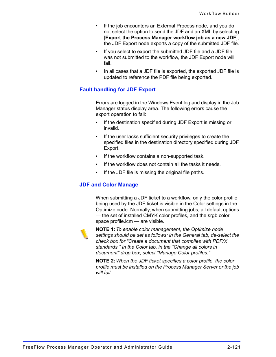 Fault handling for jdf export, Jdf and color manage | Xerox 701P47169 User Manual | Page 173 / 308