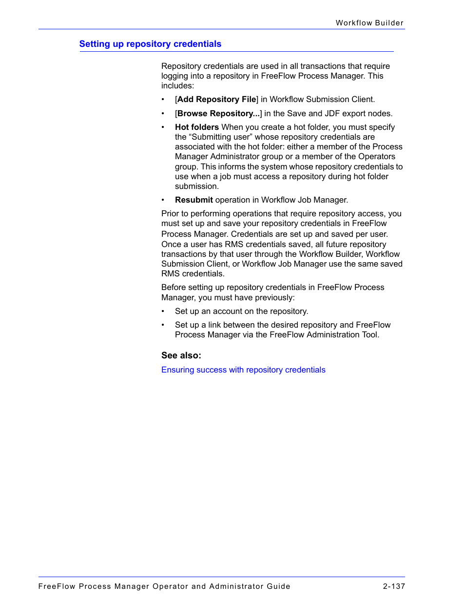 Setting up repository credentials -137, Setting up, Repository credentials | Xerox 701P47169 User Manual | Page 189 / 308