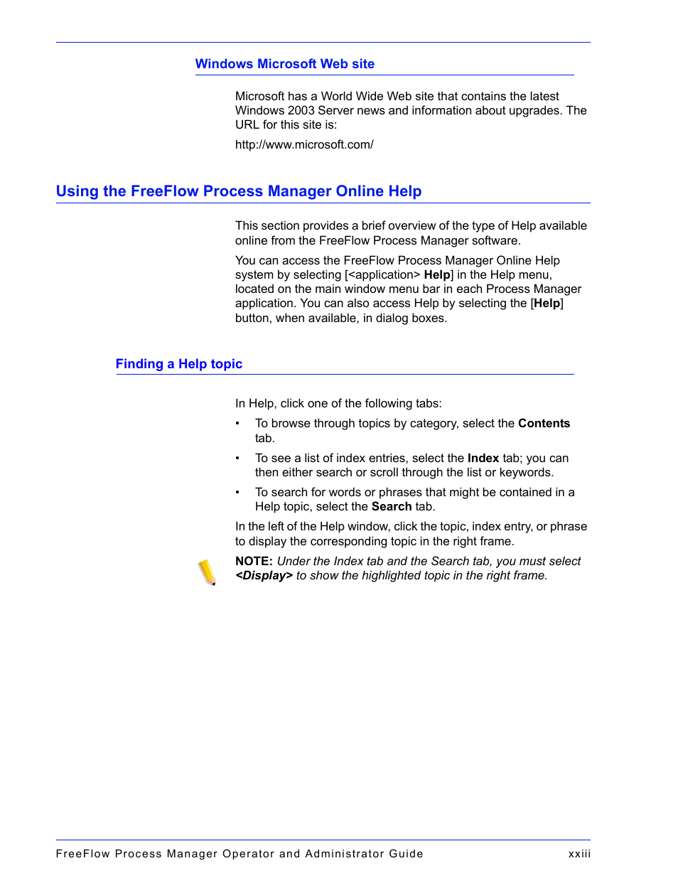 Using the freeflow process manager online help | Xerox 701P47169 User Manual | Page 23 / 308