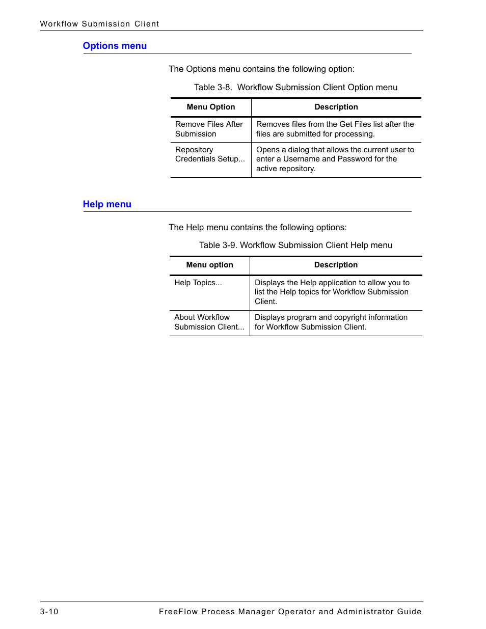 Options menu -10 help menu -10 | Xerox 701P47169 User Manual | Page 250 / 308