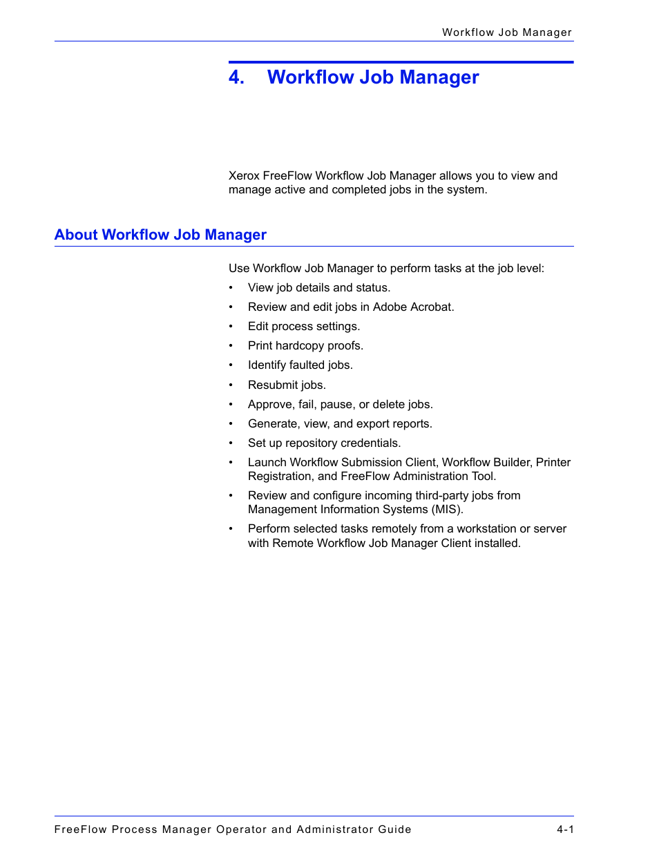 Workflow job manager, About workflow job manager, About workflow job manager -1 | Xerox 701P47169 User Manual | Page 261 / 308