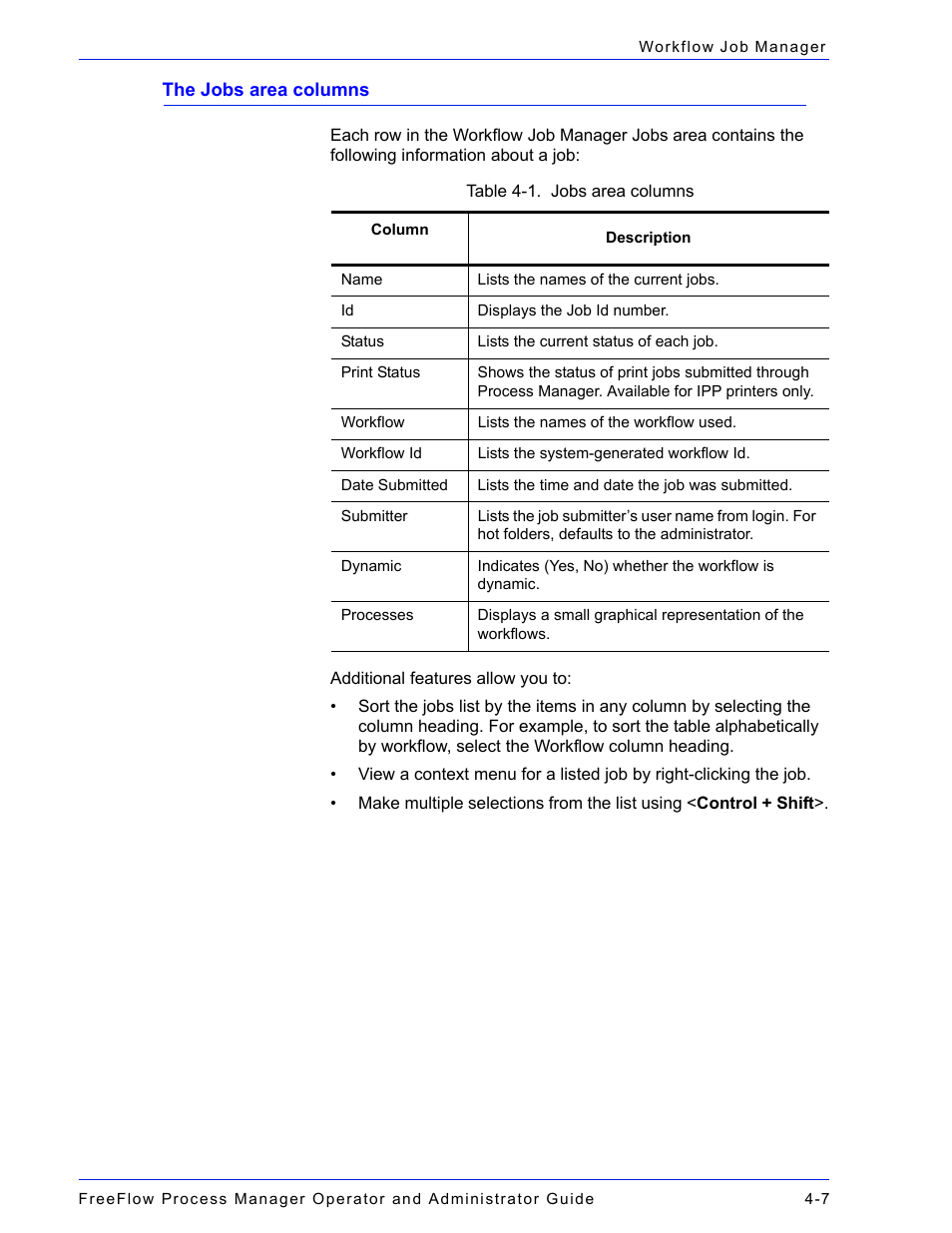 The jobs area columns -7 | Xerox 701P47169 User Manual | Page 267 / 308