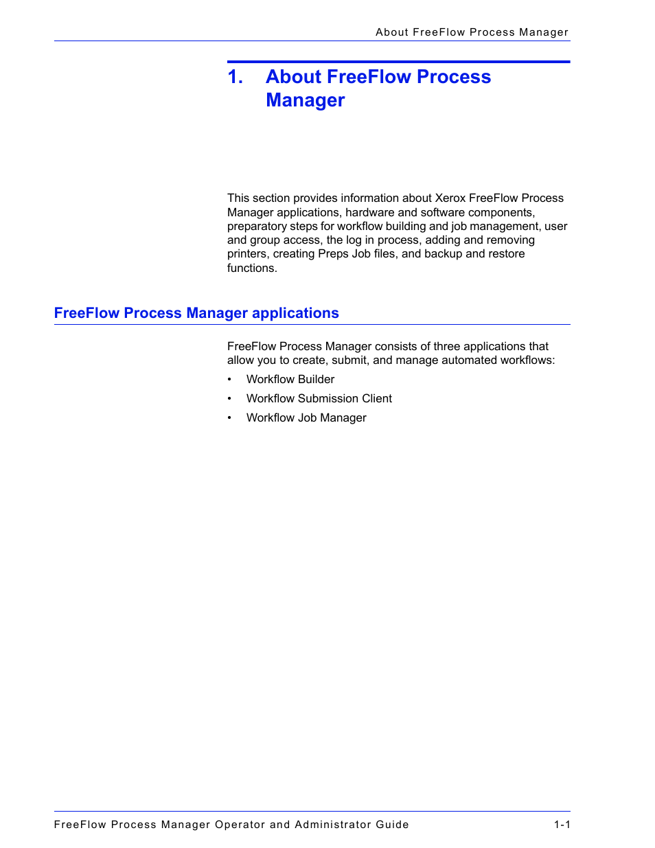 About freeflow process manager, Freeflow process manager applications, Freeflow process manager applications -1 | Xerox 701P47169 User Manual | Page 27 / 308