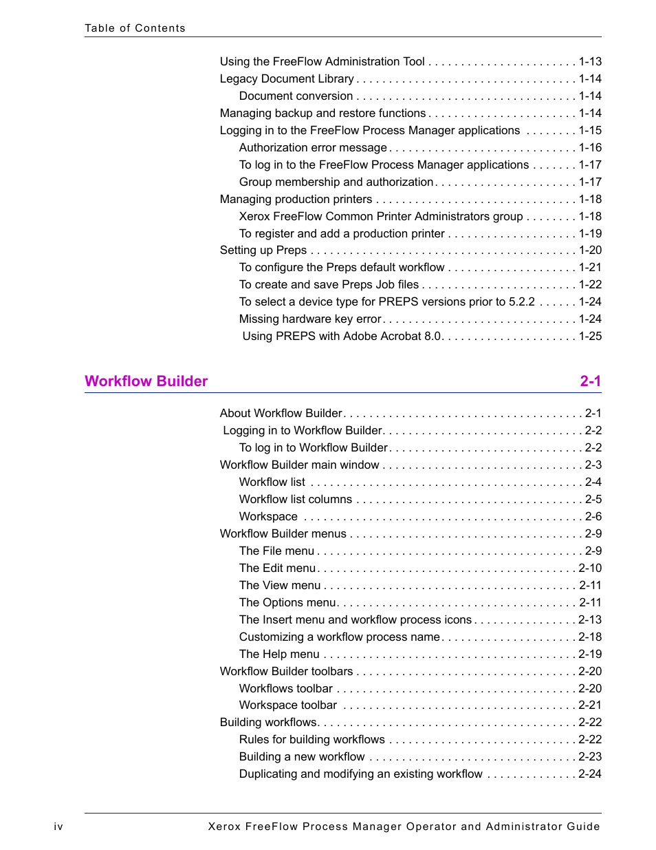 Workflow builder 2-1 | Xerox 701P47169 User Manual | Page 4 / 308