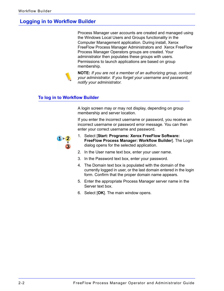 Logging in to workflow builder, Logging in to workflow builder -2, To log in to workflow builder -2 | Xerox 701P47169 User Manual | Page 54 / 308