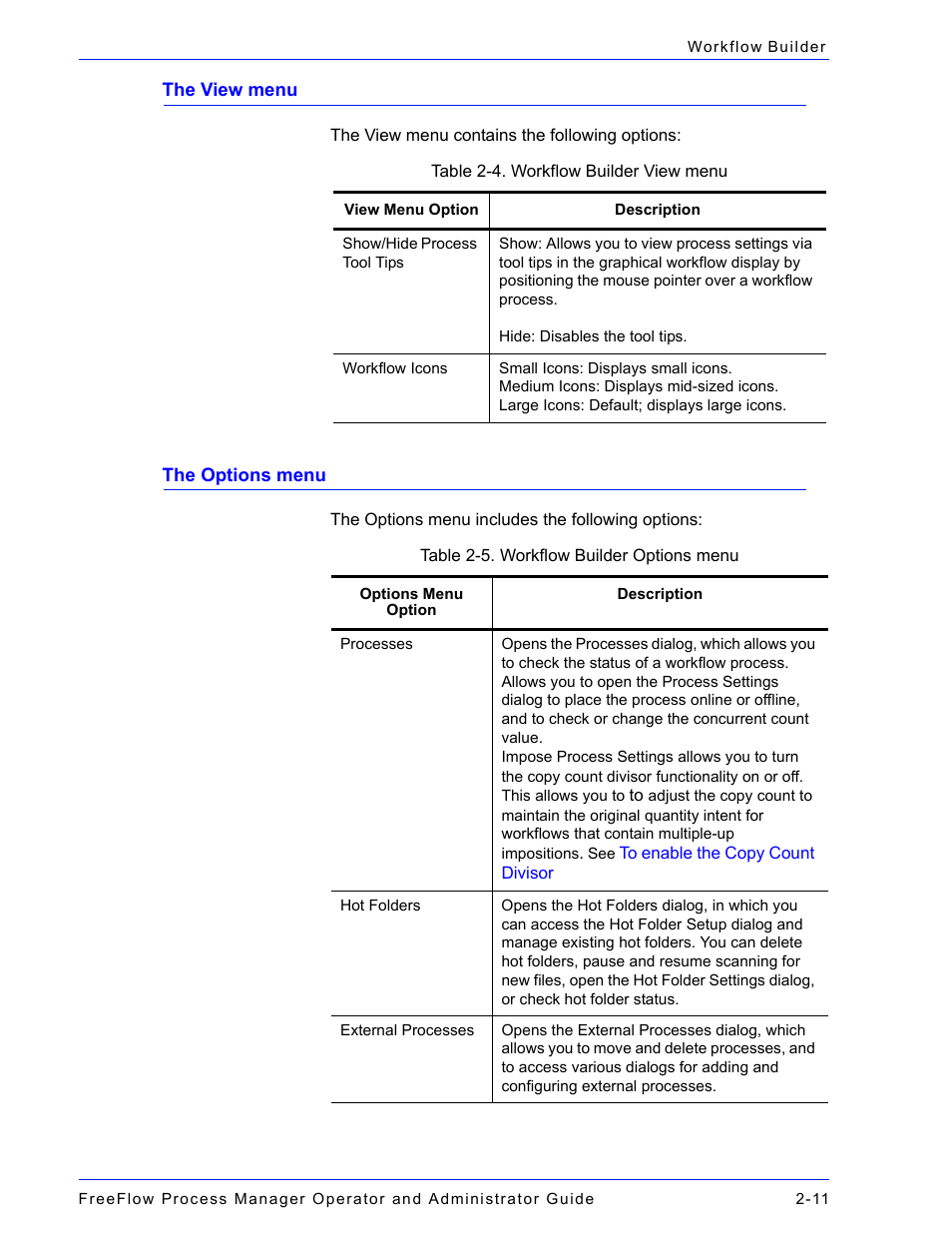 The view menu -11 the options menu -11, The view menu the options menu | Xerox 701P47169 User Manual | Page 63 / 308