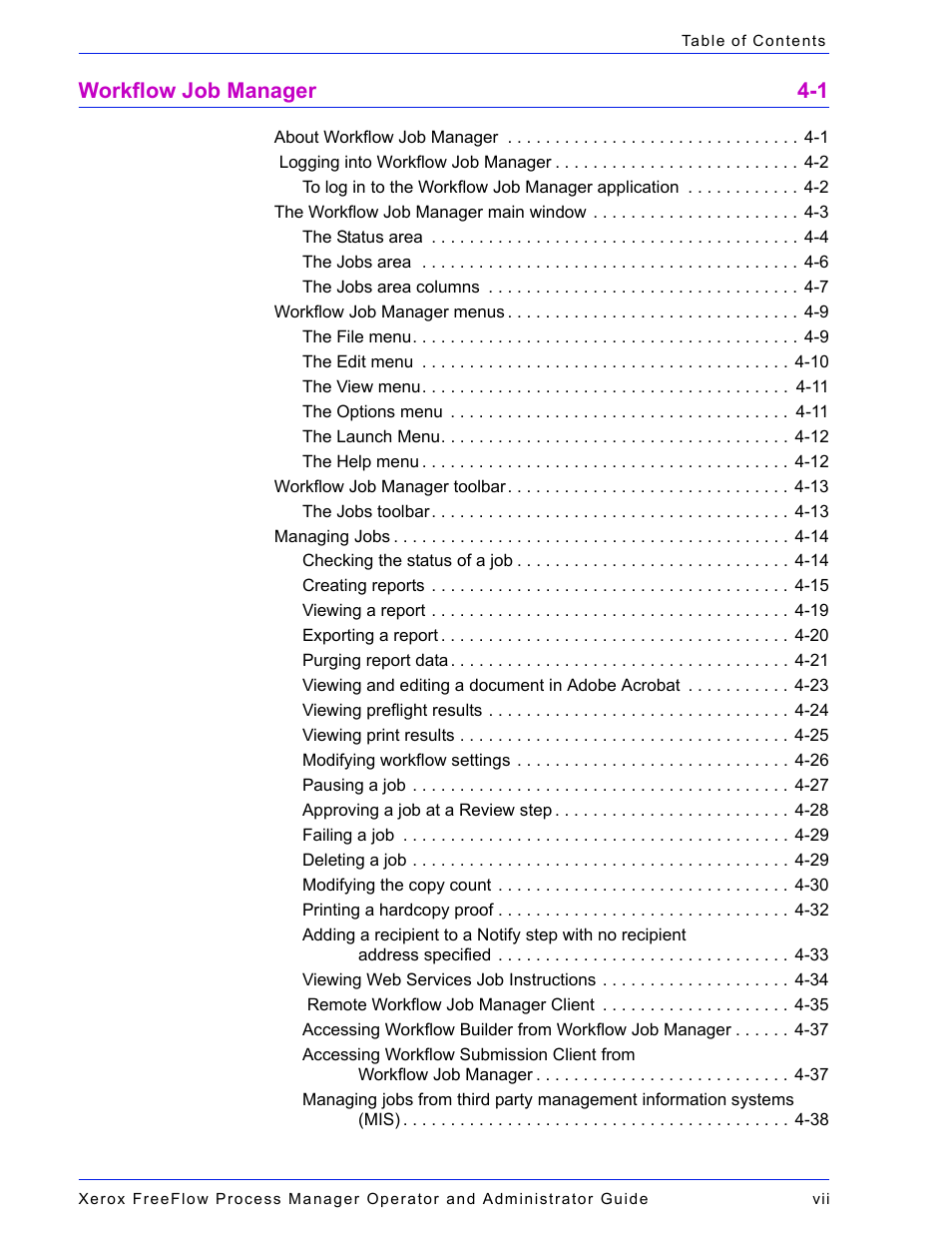 Workflow job manager 4-1 | Xerox 701P47169 User Manual | Page 7 / 308