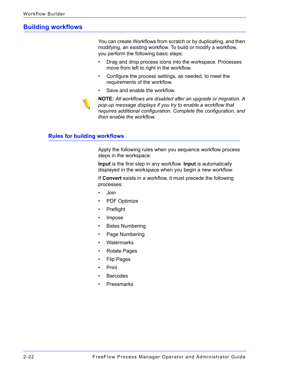 Building workflows, Building workflows -22, Rules for building workflows -22 | Xerox 701P47169 User Manual | Page 74 / 308