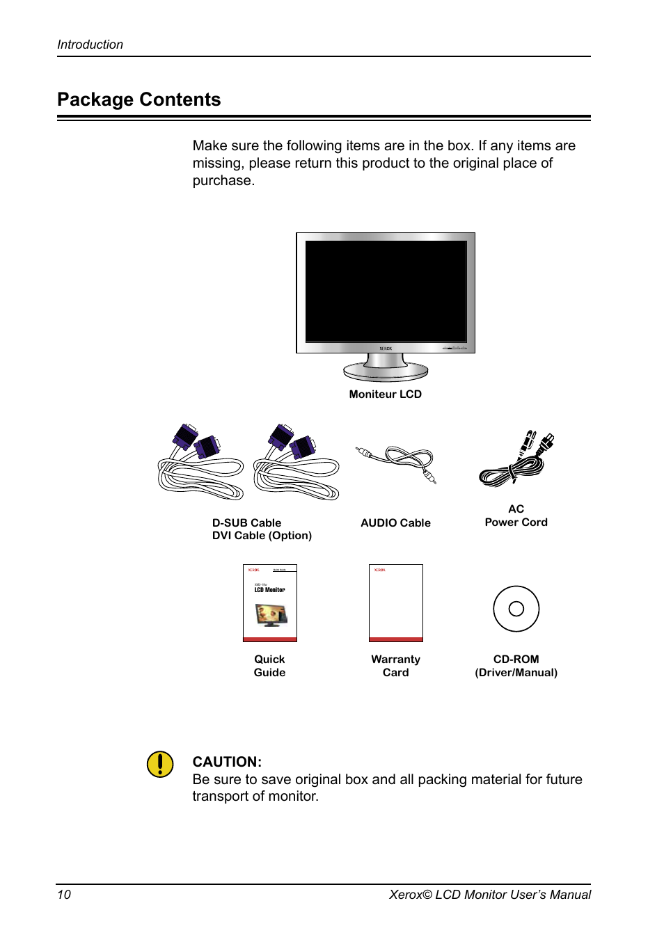 Package contents | Xerox XM3-19w User Manual | Page 11 / 31