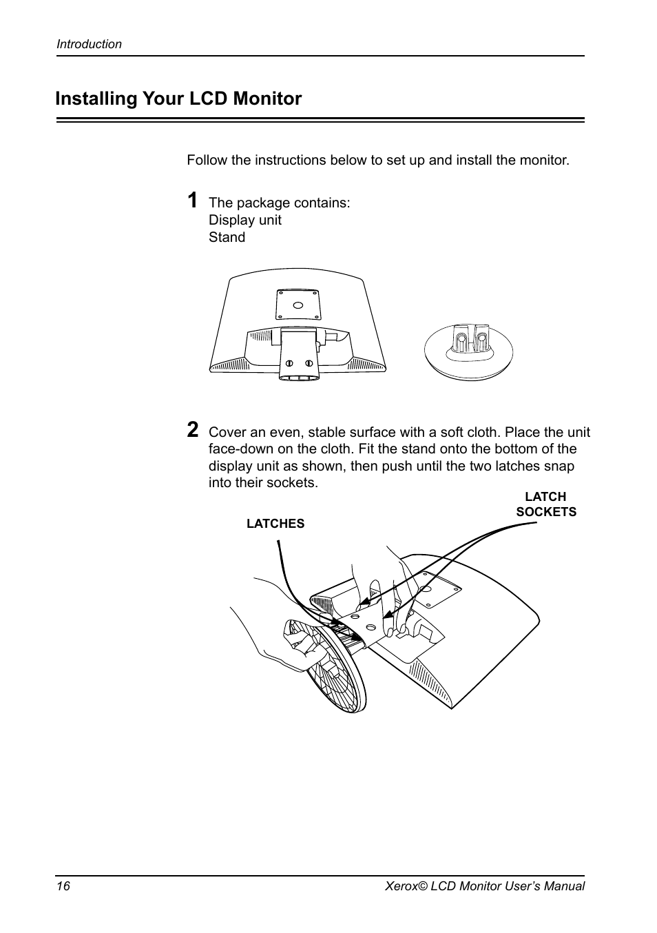 Installing your lcd monitor | Xerox XM3-19w User Manual | Page 17 / 31