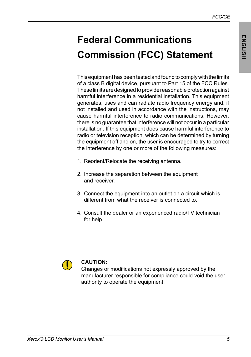 Federal communications, Commission (fcc) statement, Federal communications commission (fcc) statement | Xerox XM3-19w User Manual | Page 6 / 31