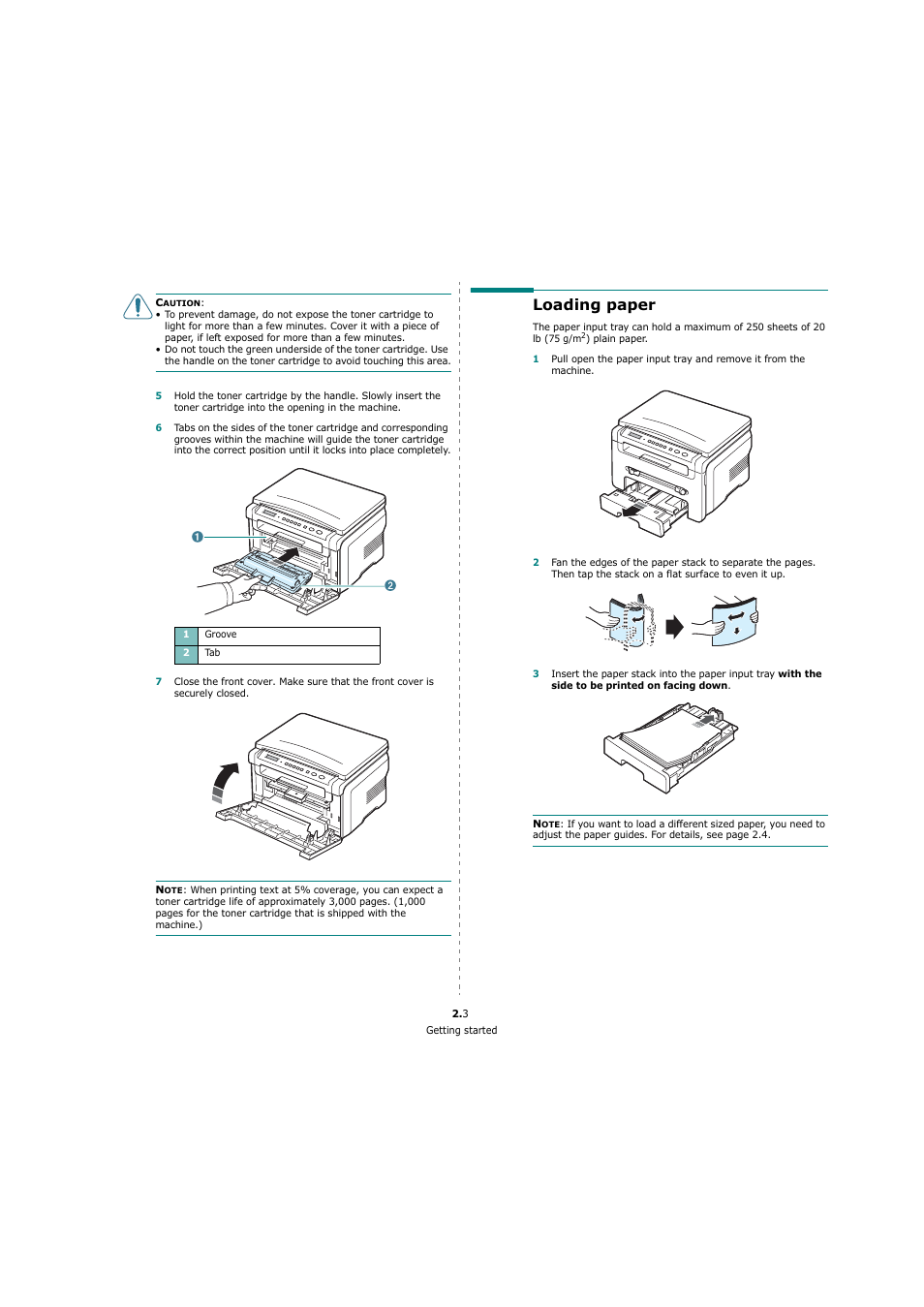 Loading paper | Xerox 3119 User Manual | Page 13 / 86