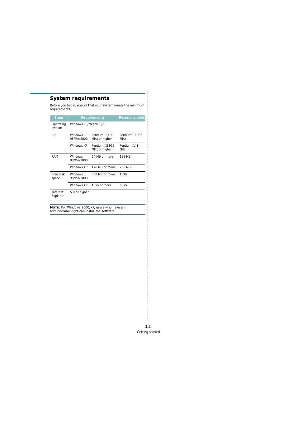 System requirements | Xerox 3119 User Manual | Page 18 / 86