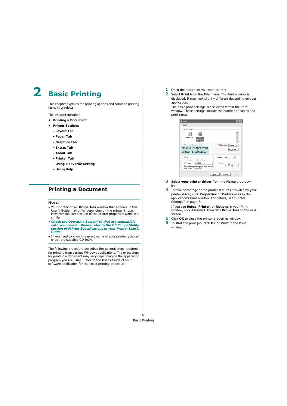 Basic printing, Printing a document, Chapter 2 | Asic, Rinting | Xerox 3119 User Manual | Page 59 / 86