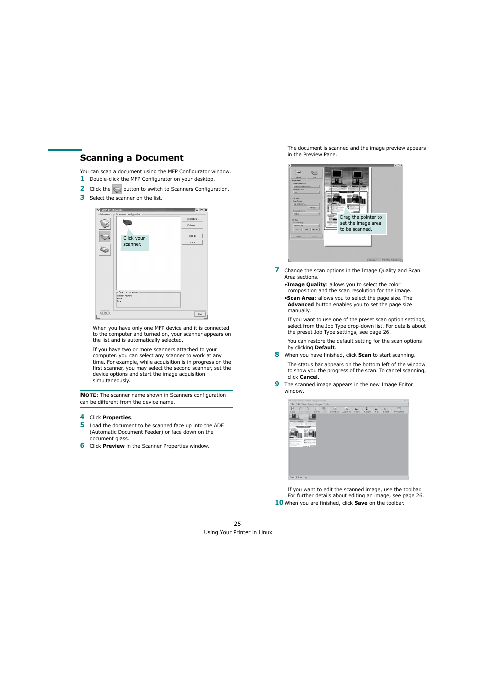 Scanning a document | Xerox 3119 User Manual | Page 78 / 86