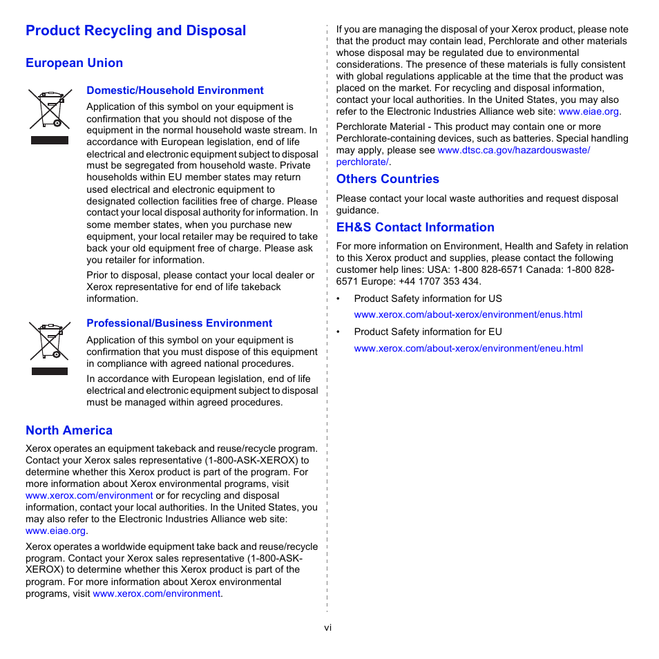 Product recycling and disposal | Xerox Phaser 3435 User Manual | Page 10 / 98