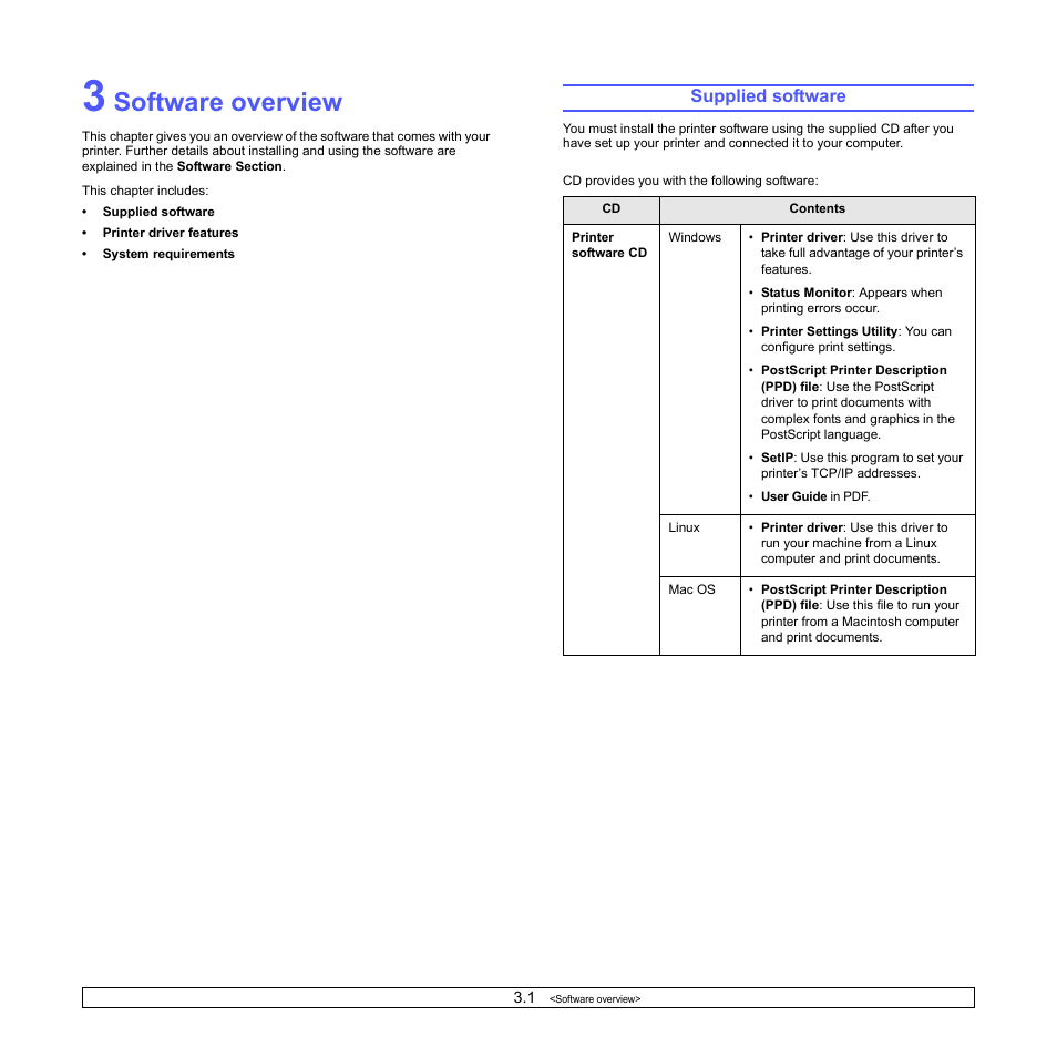 Software overview, Supplied software | Xerox Phaser 3435 User Manual | Page 23 / 98