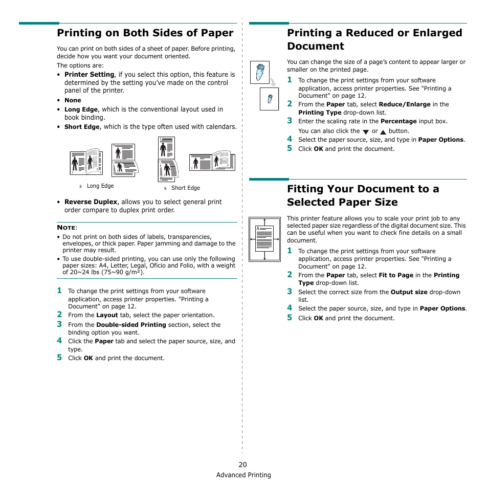 Printing on both sides of paper, Printing a reduced or enlarged document, Fitting your document to a selected paper size | Printing a reduced or enlarged document" on, Fitting your document to a selected paper | Xerox Phaser 3435 User Manual | Page 81 / 98