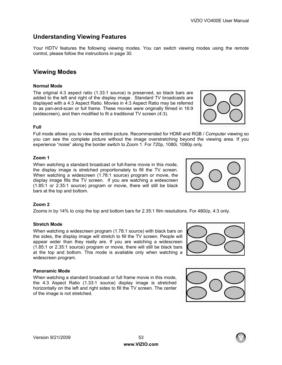 Understanding viewing features, Viewing modes | Xerox VO400E User Manual | Page 53 / 65