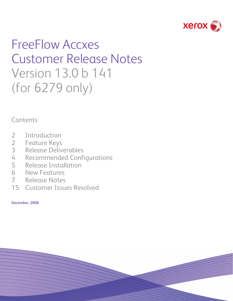 Xerox FREEFLOW ACCXES 13.0 B 141 User Manual | 16 pages