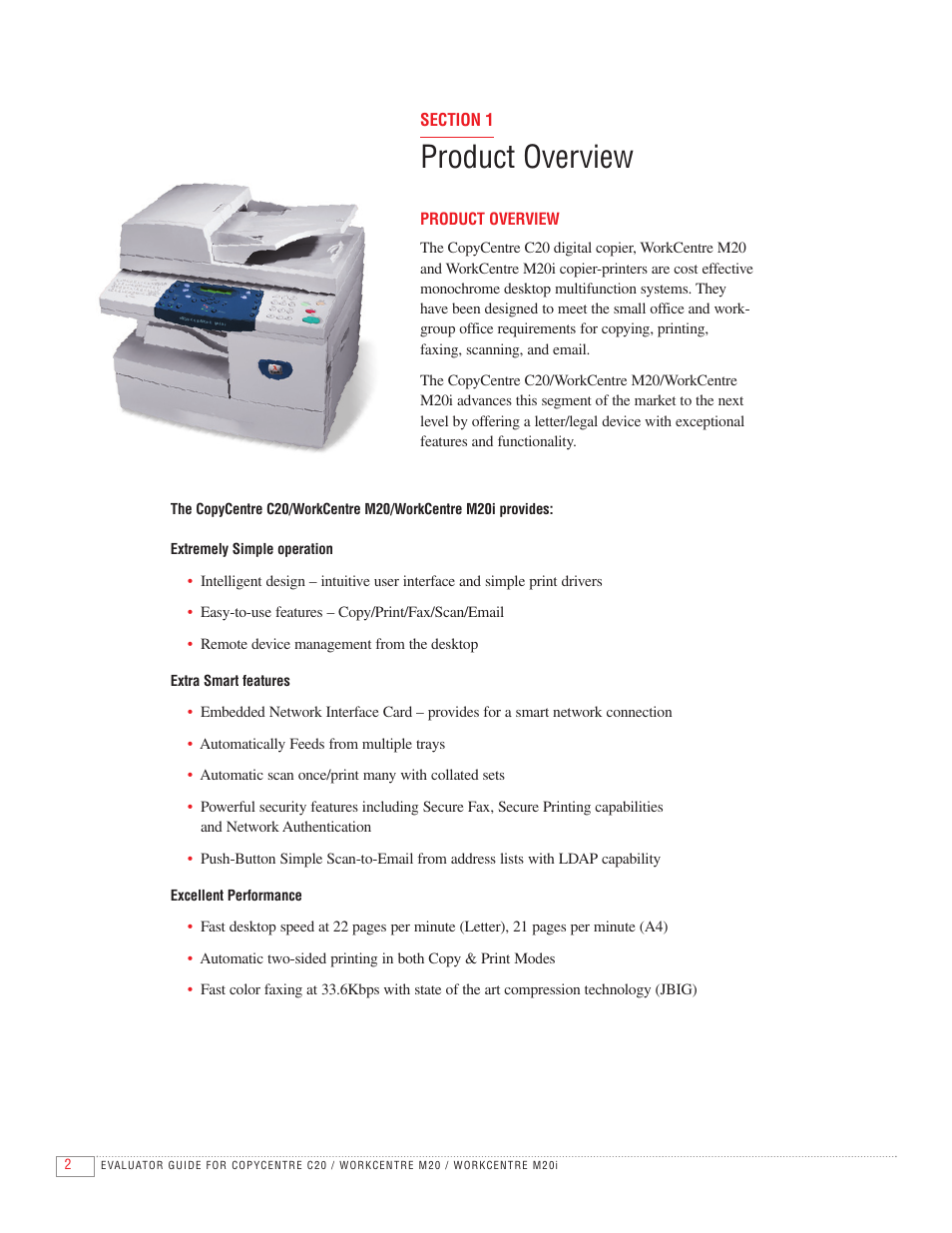 Product overview | Xerox C20 User Manual | Page 4 / 16