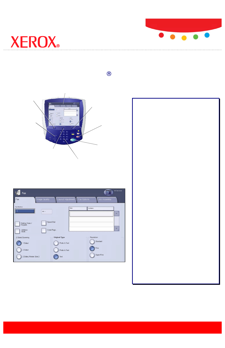 Fax.pdf, Faxing, Simple faxing | Faxing options | Xerox WorkCentre 7665 User Manual | Page 3 / 4