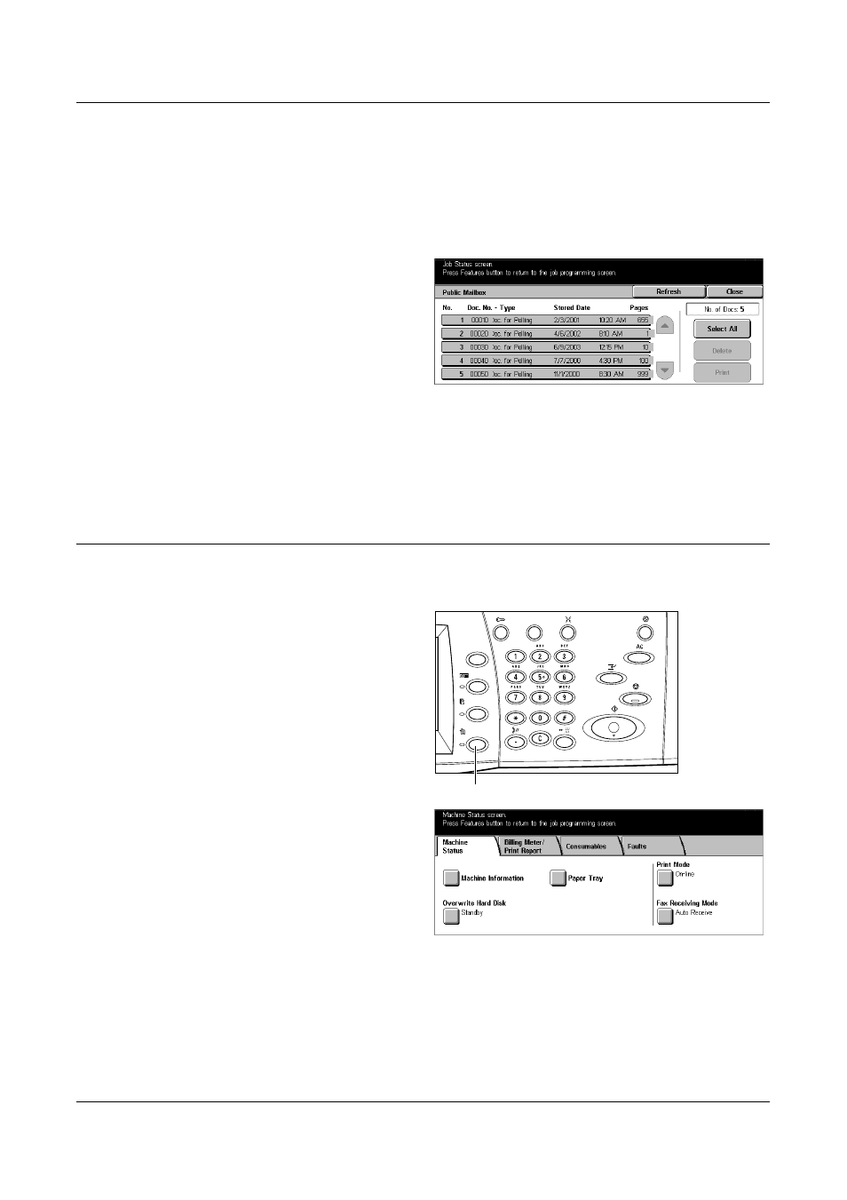 Machine status | Xerox WorkCentrePro User Manual | Page 25 / 168