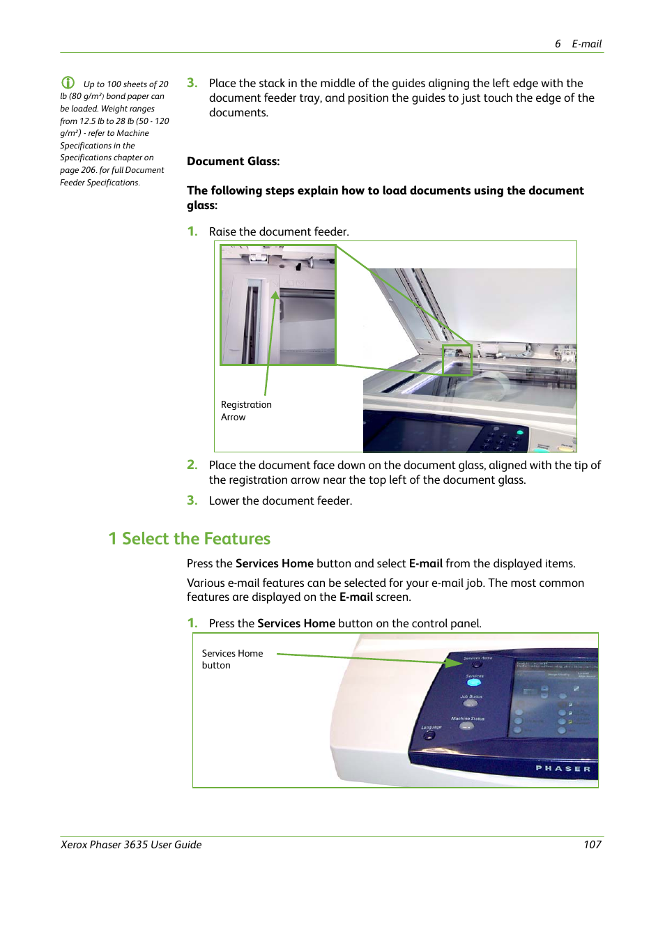 1 select the features | Xerox Phaser 3635 User Manual | Page 113 / 228