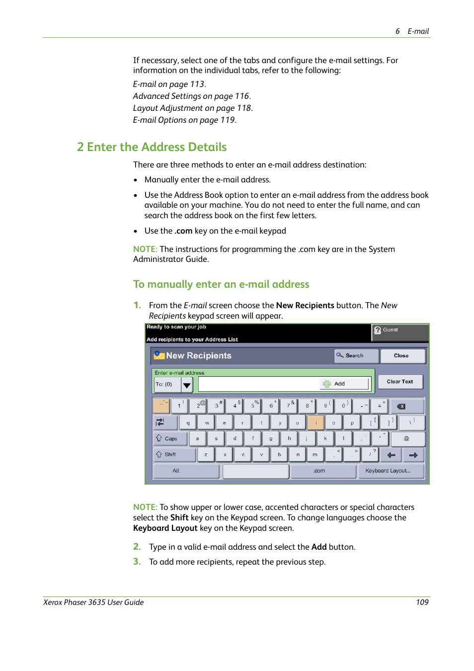 2 enter the address details | Xerox Phaser 3635 User Manual | Page 115 / 228