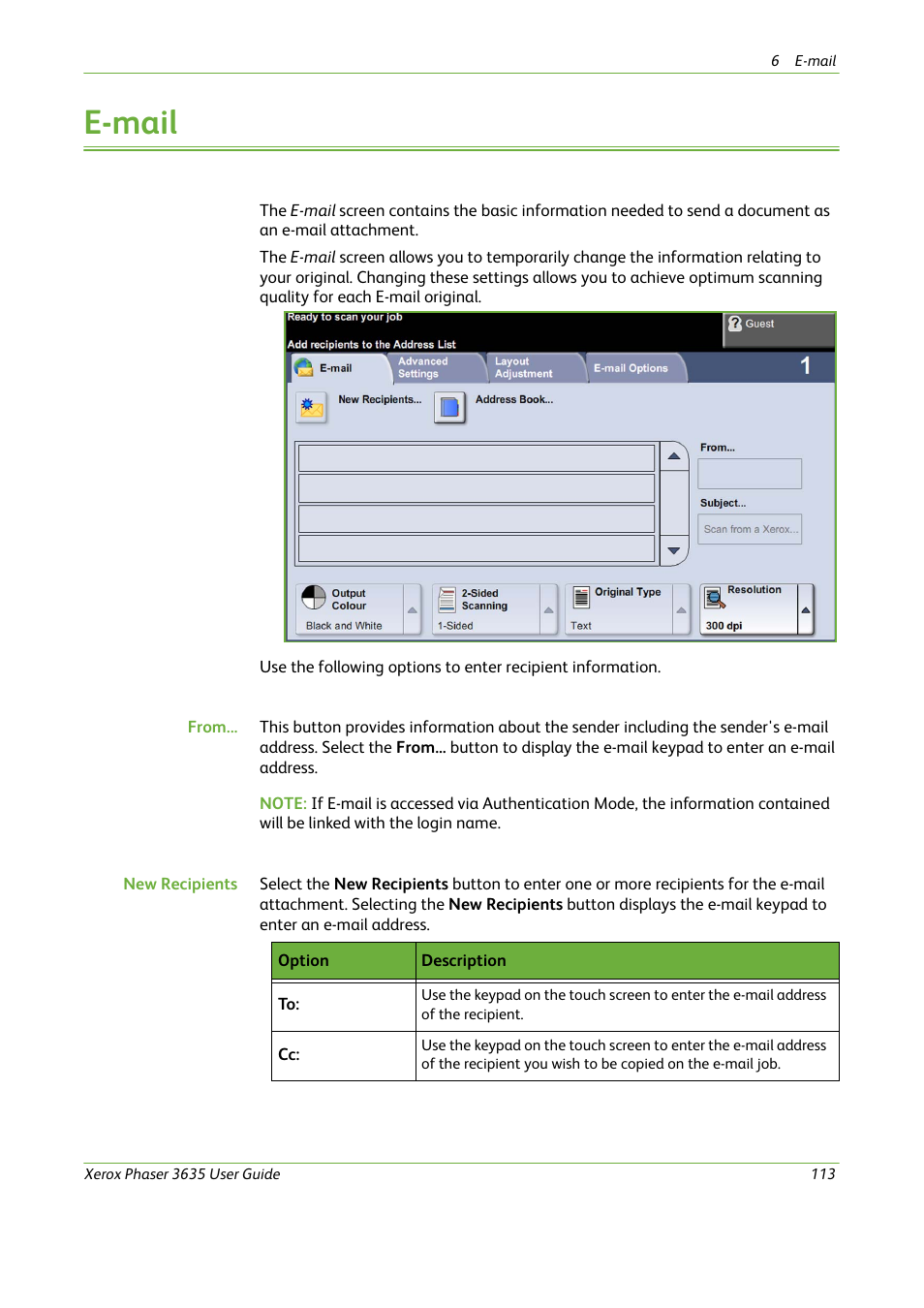 E-mail | Xerox Phaser 3635 User Manual | Page 119 / 228