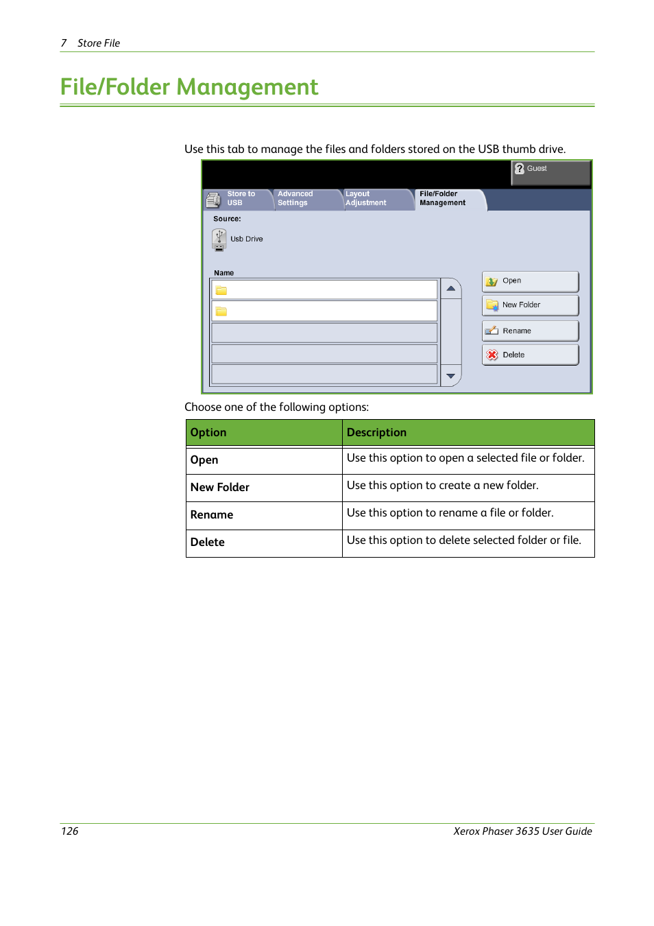 File/folder management | Xerox Phaser 3635 User Manual | Page 132 / 228