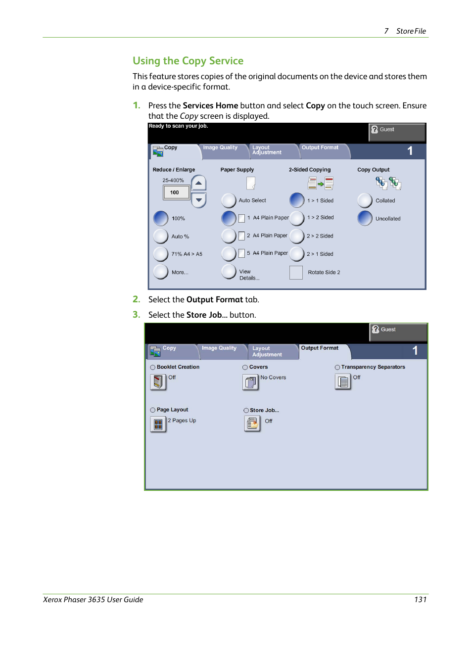 Using the copy service | Xerox Phaser 3635 User Manual | Page 137 / 228