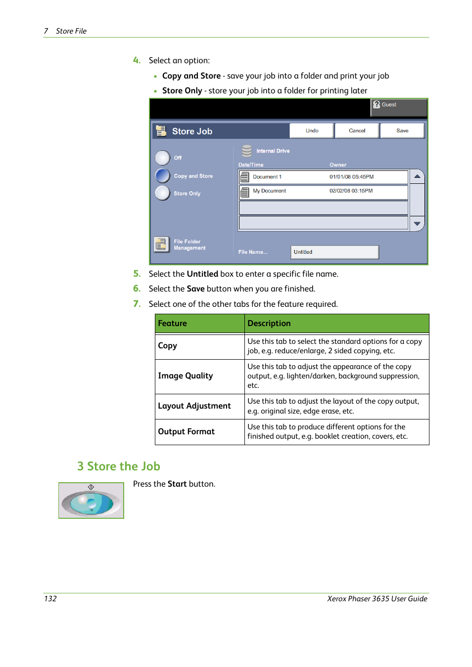 3 store the job | Xerox Phaser 3635 User Manual | Page 138 / 228