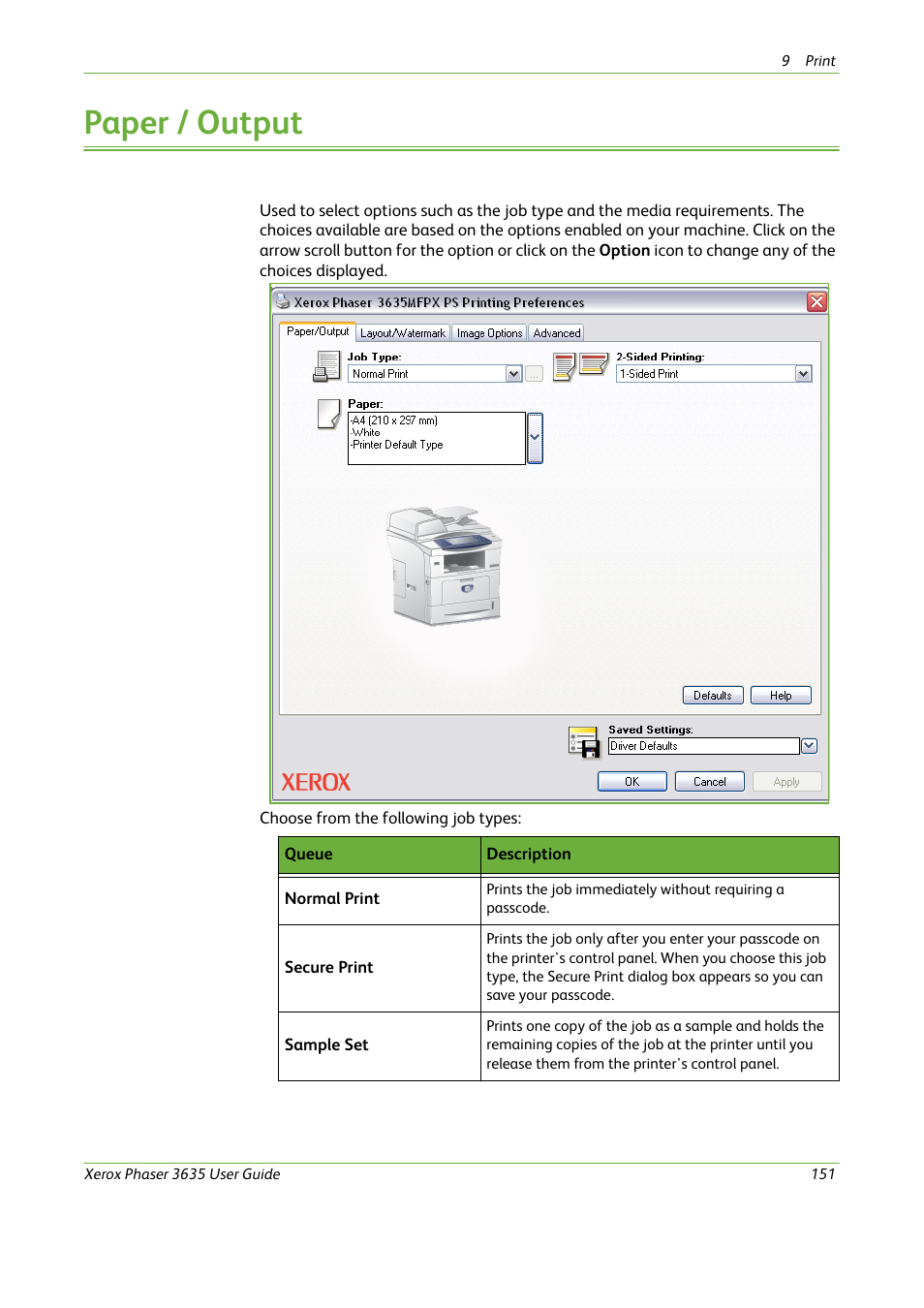 Paper / output | Xerox Phaser 3635 User Manual | Page 157 / 228