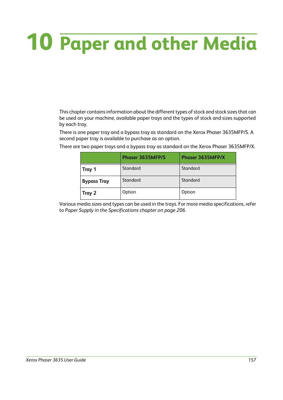 10 paper and other media, Paper and other media | Xerox Phaser 3635 User Manual | Page 163 / 228