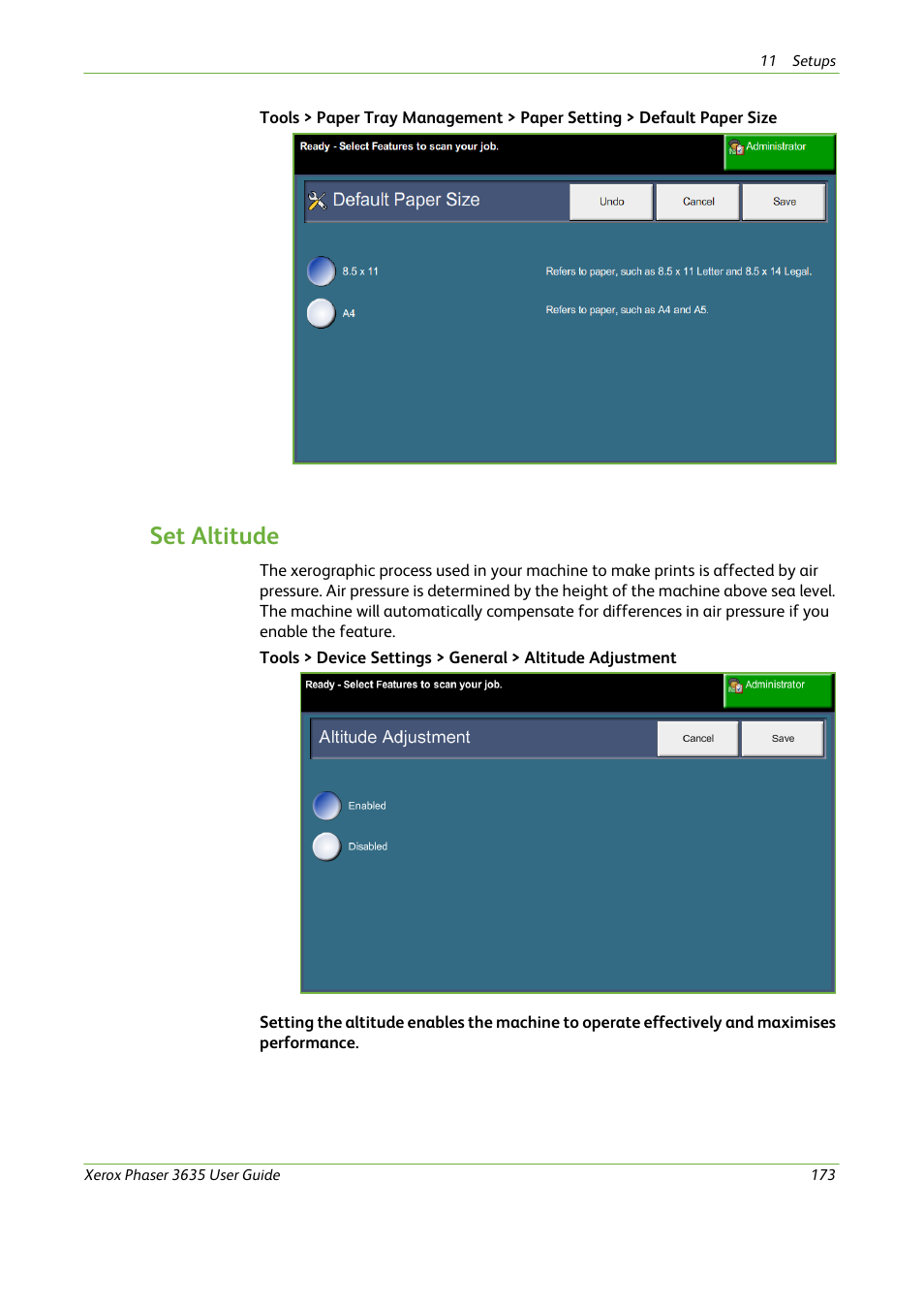 Set altitude | Xerox Phaser 3635 User Manual | Page 179 / 228