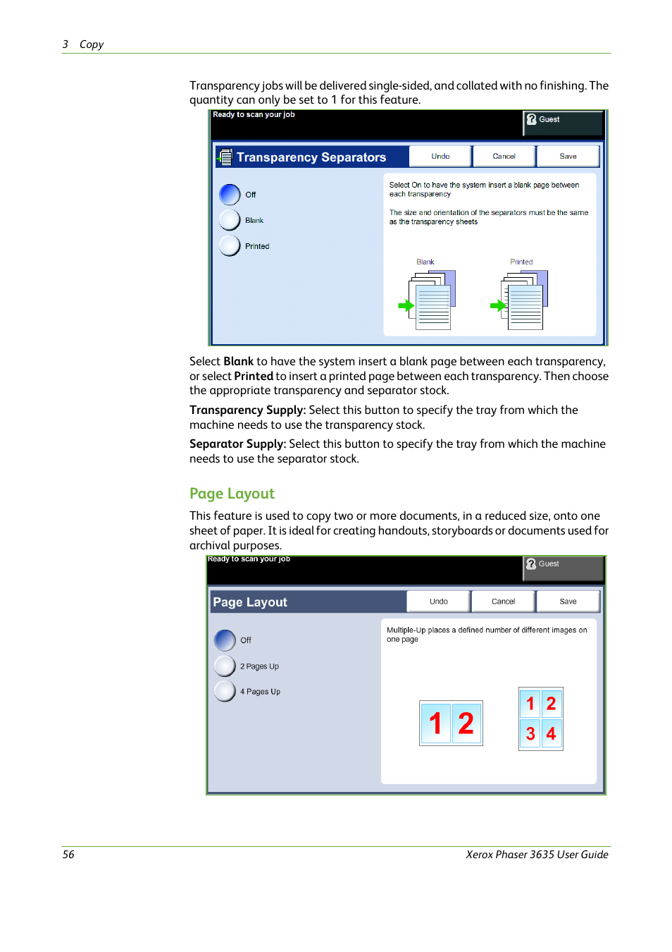 Page layout | Xerox Phaser 3635 User Manual | Page 62 / 228