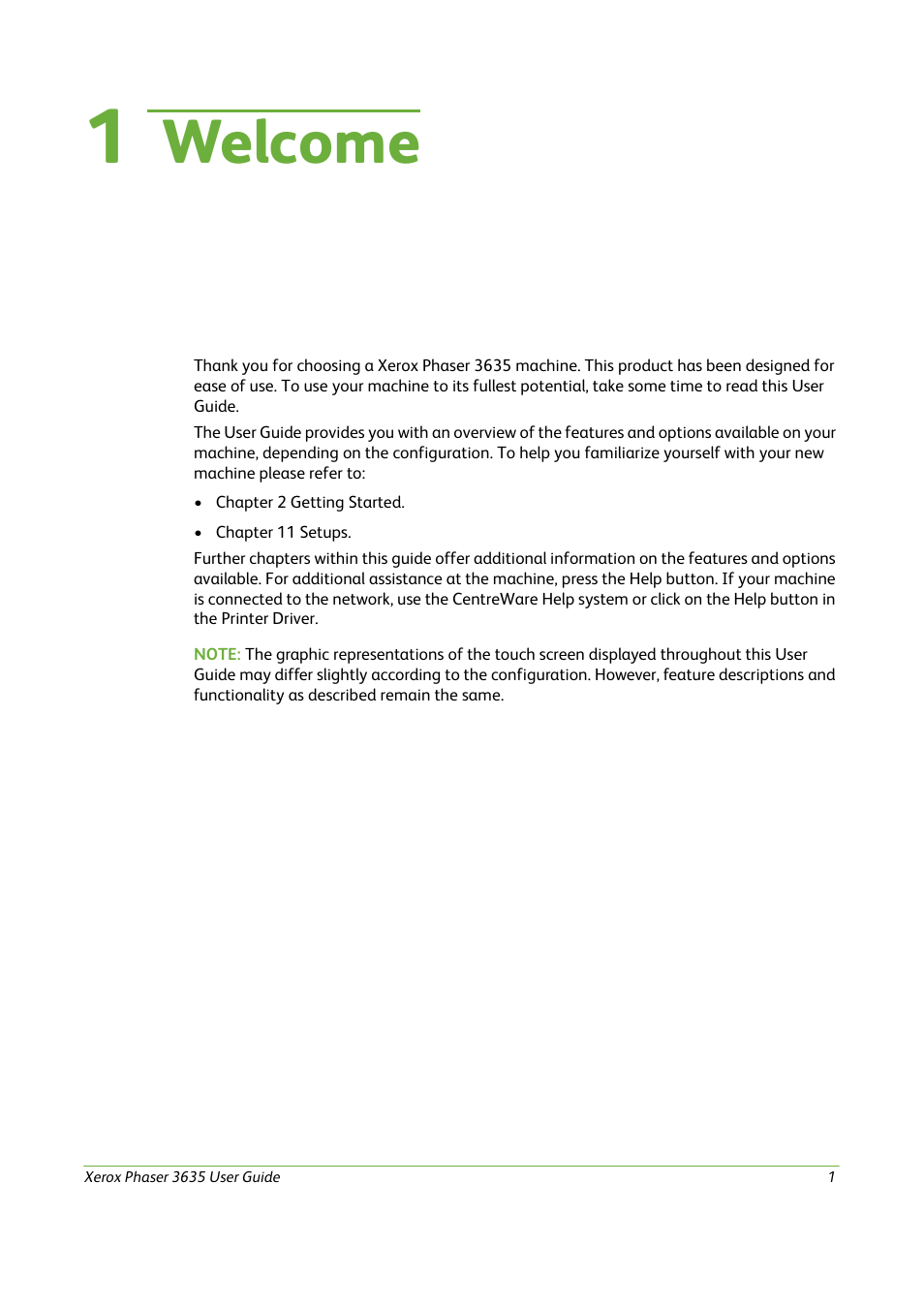 1 welcome, Welcome | Xerox Phaser 3635 User Manual | Page 7 / 228