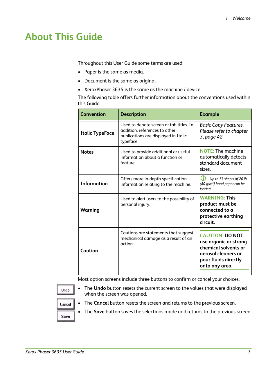 About this guide | Xerox Phaser 3635 User Manual | Page 9 / 228