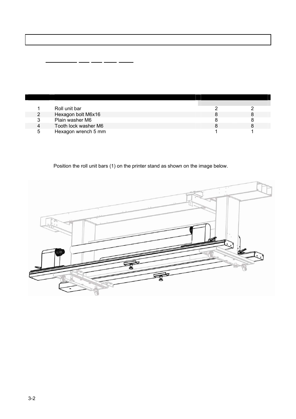 2 install all parts, 1 mounting the roll unit bars | Xerox 83xx User Manual | Page 16 / 44