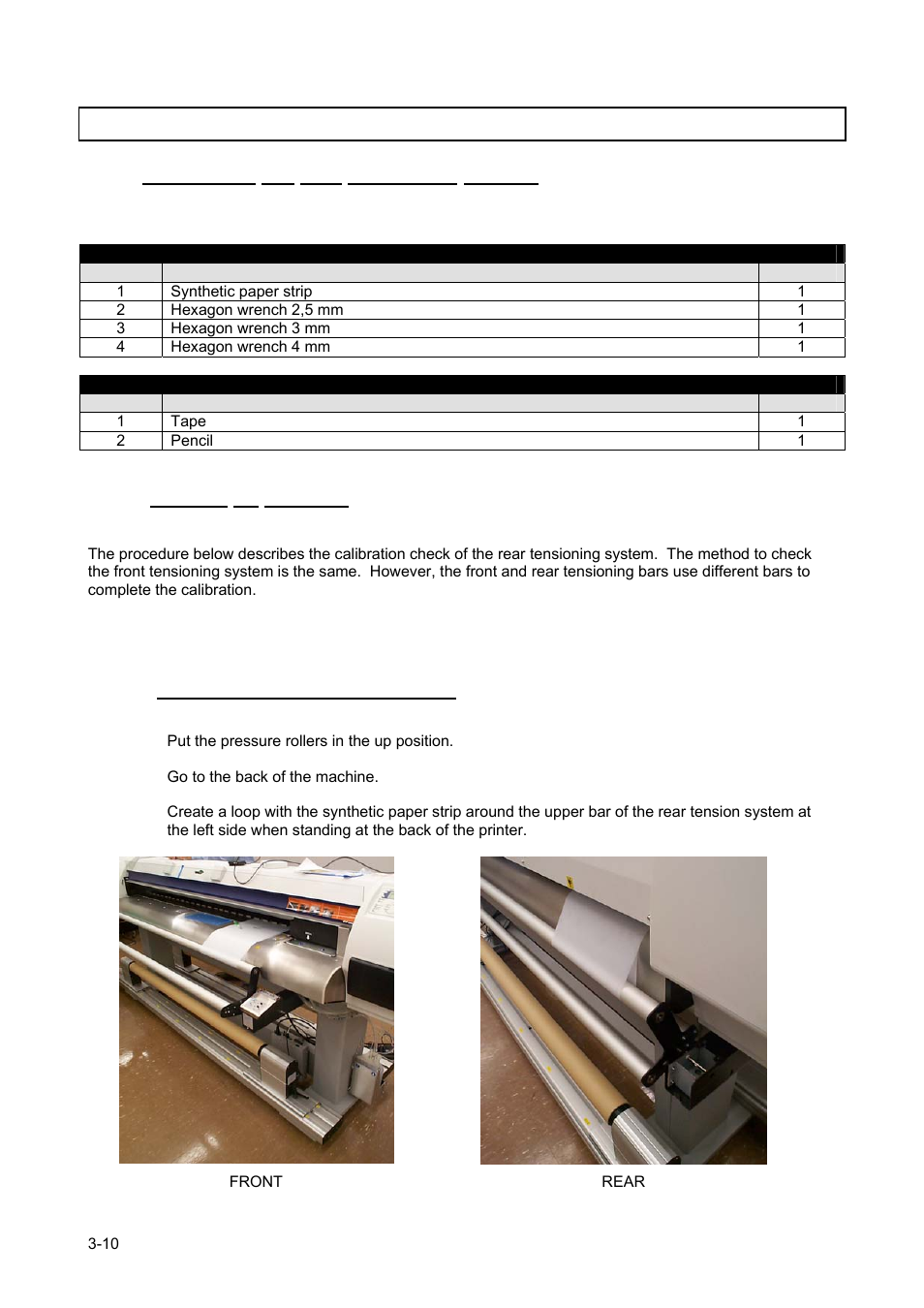 3 calibrating the uw/w 100, 1 calibrating the rear tensioning system | Xerox 83xx User Manual | Page 24 / 44