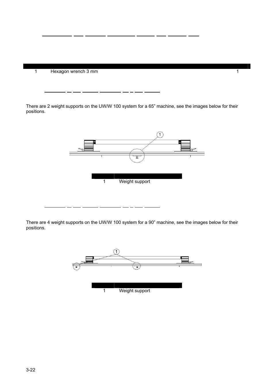 3 adjusting the weight supports under the uw/w 100 | Xerox 83xx User Manual | Page 36 / 44