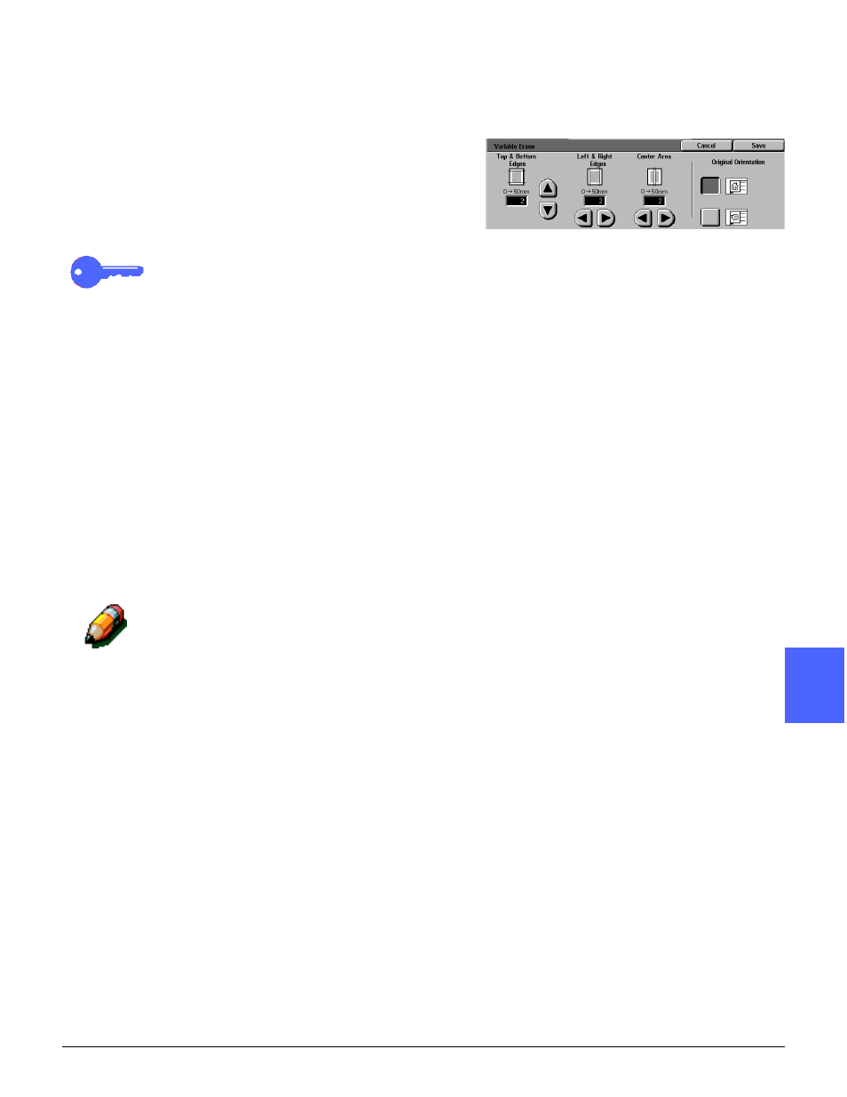 Variable erase for edges | Xerox 50 User Manual | Page 123 / 284