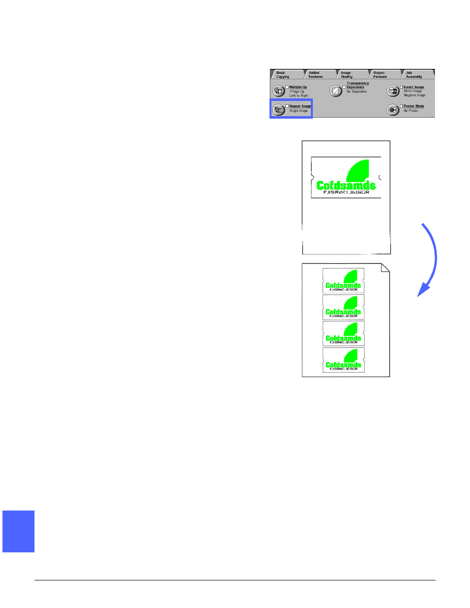 Repeat image, Single image, Auto image repeat | Variable image repeat | Xerox 50 User Manual | Page 162 / 284