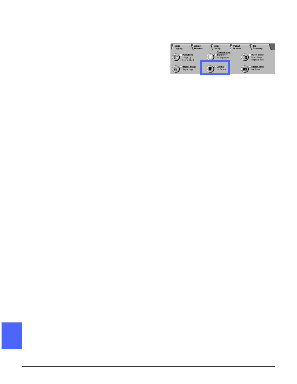 Covers, No covers, Front cover | Front and back covers | Xerox 50 User Manual | Page 168 / 284