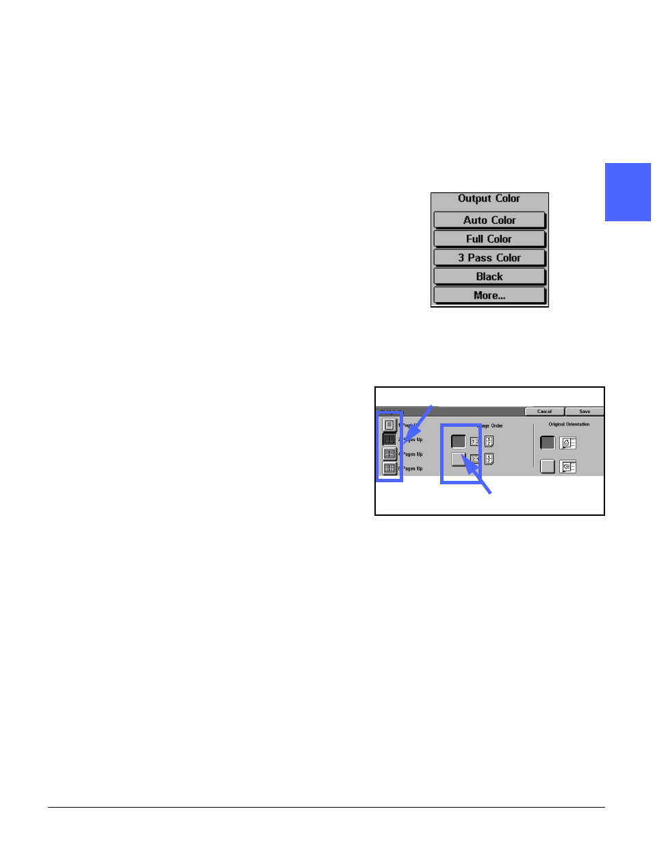 Touch screen button types and functions | Xerox 50 User Manual | Page 43 / 284