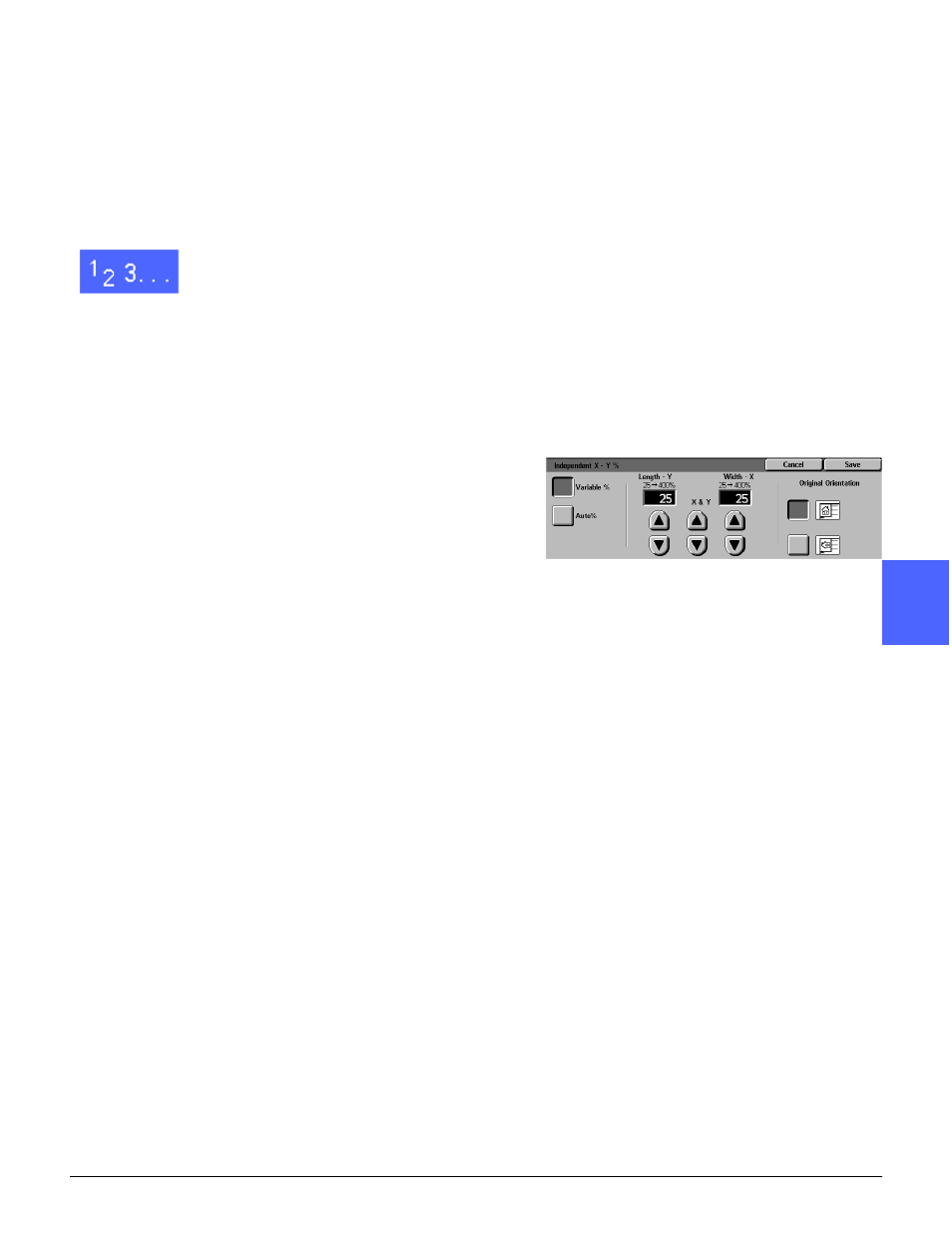 Independent x - y %: variable | Xerox 50 User Manual | Page 89 / 284