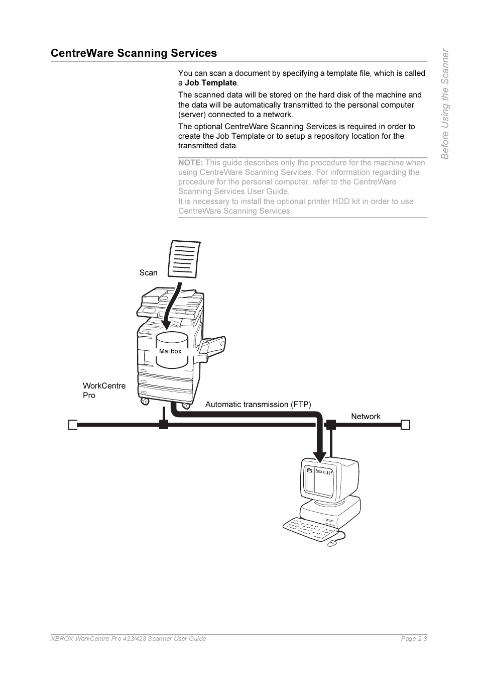 Centreware scanning services | Xerox 423 User Manual | Page 13 / 68