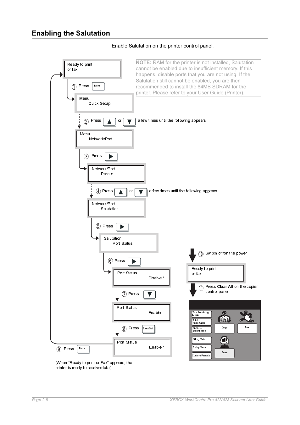 Enabling the salutation, Enabling the salutation -8 | Xerox 423 User Manual | Page 18 / 68